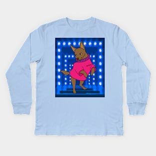 Funny Fashionable Dancing Dog Kids Long Sleeve T-Shirt